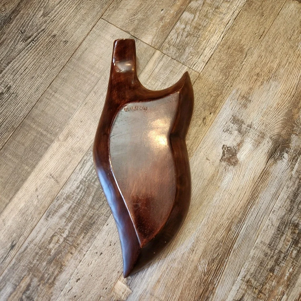 Vintage Mid Century Modern Monkey‎ Pod Wood Divided Serving Tray Hand Carved 12